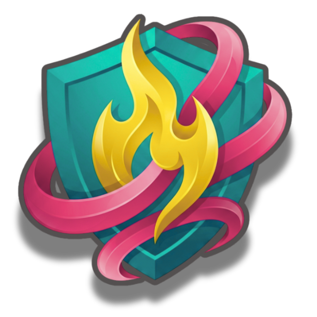 HARNESS Shield with Flame and Ribbon - Symbol of Protection, Empowerment & Support